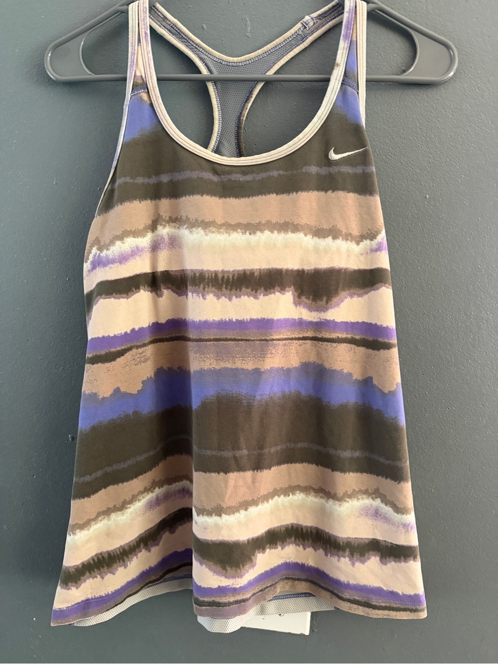 Nike Women’s Purple, Brown and Cream Striped Racerback Tank